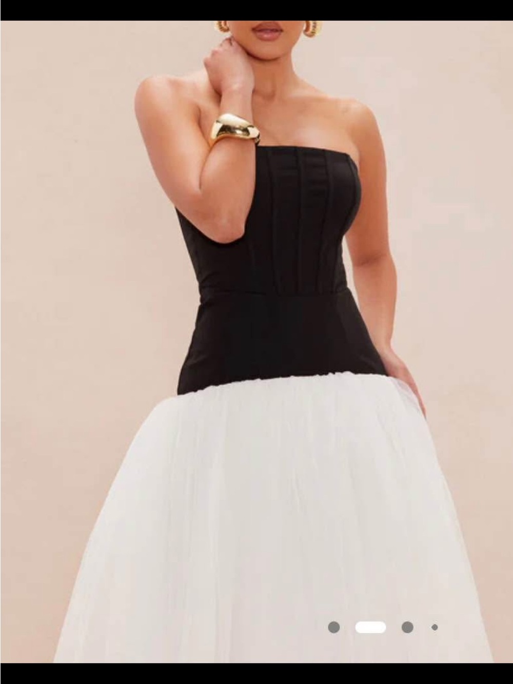 Fashion Nova Black Strapless Bodice with White Tulle Skirt Dress - Picture 8 of 9